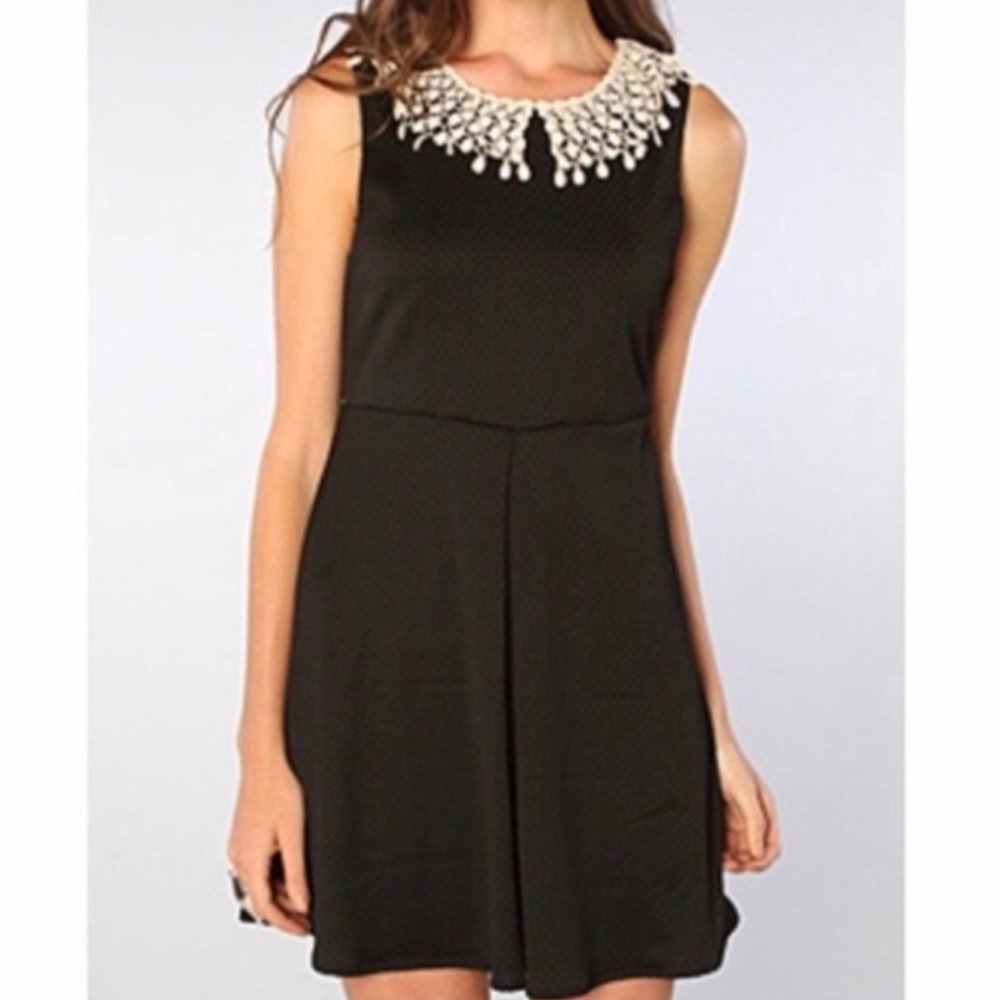 Free People Crochet Bib A-Line Skater Dress